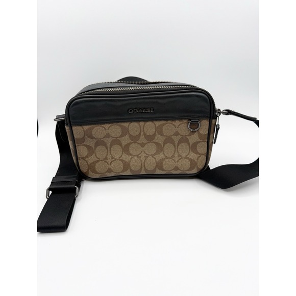 Coach Handbags - Coach Graham Unisex Canvas Leather Crossbody Adj Shoulder Strap Zip C4149 Logo